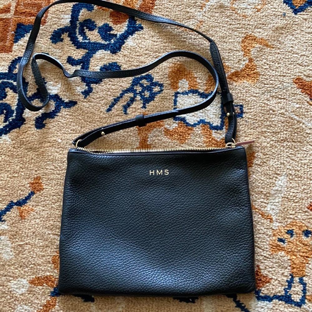 Cuyana crossbody black leather bag